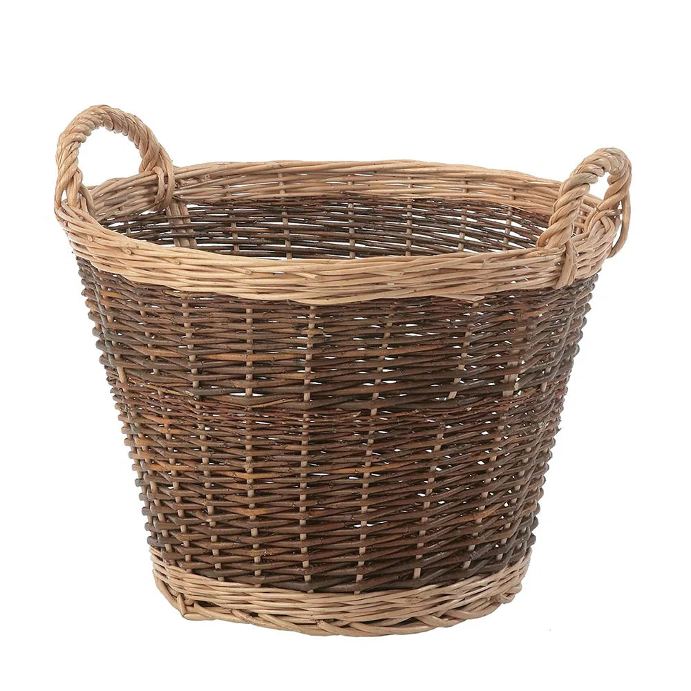 Wicker Large 2 Tone Dumpy Round Log Basker
