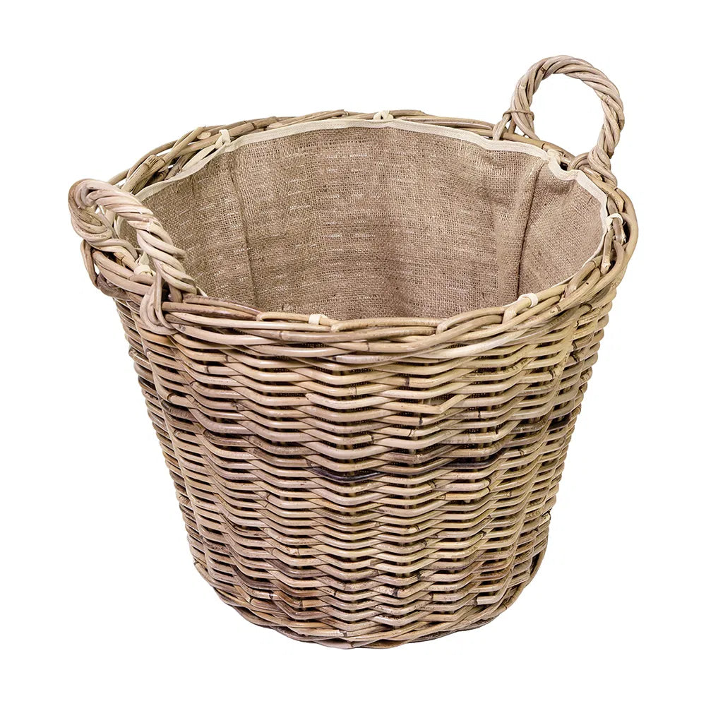 Rattan Grey Kubu Lined Log Basket