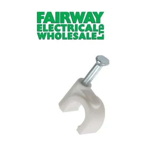9mm Round Cable Clips WHITE (20)