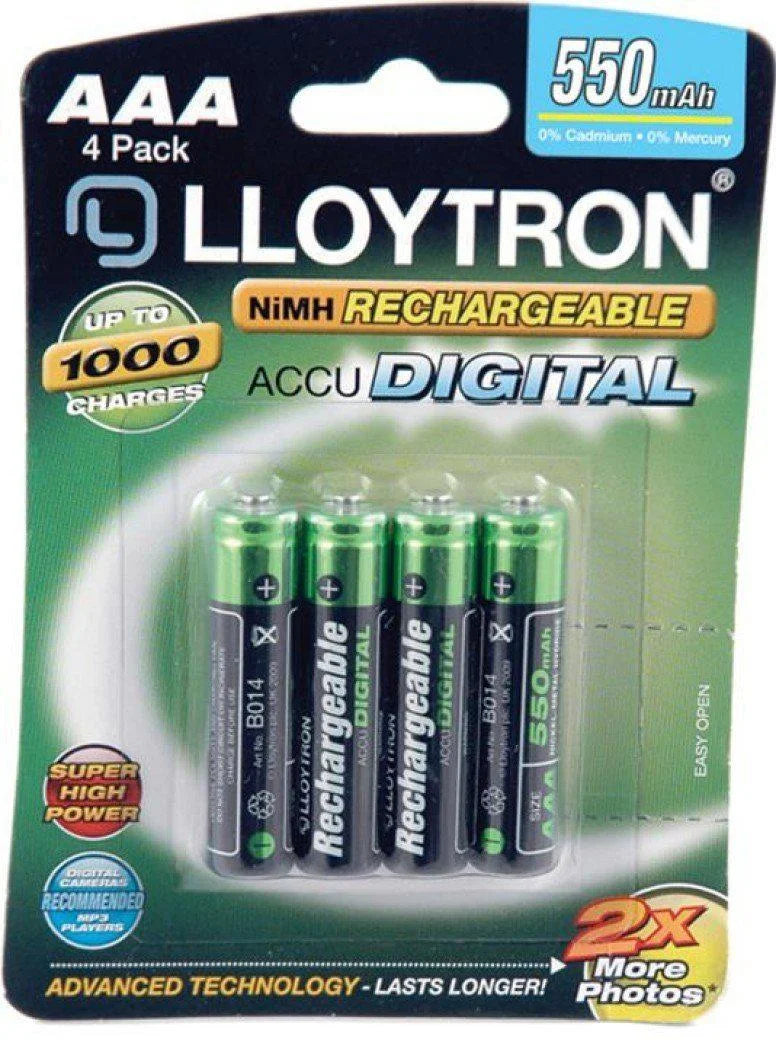 AAA 550mAh rechargeable batteries (crdx4)