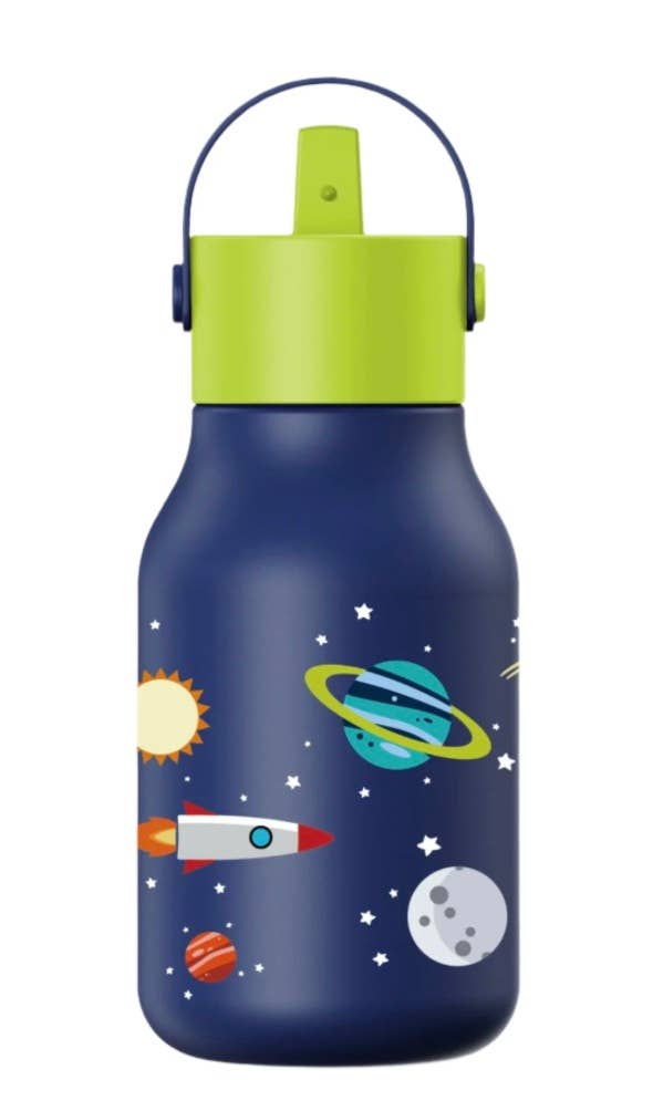 Little Lund Kids Water Bottle with Flip Straw 400ml / 13.5oz: Dino