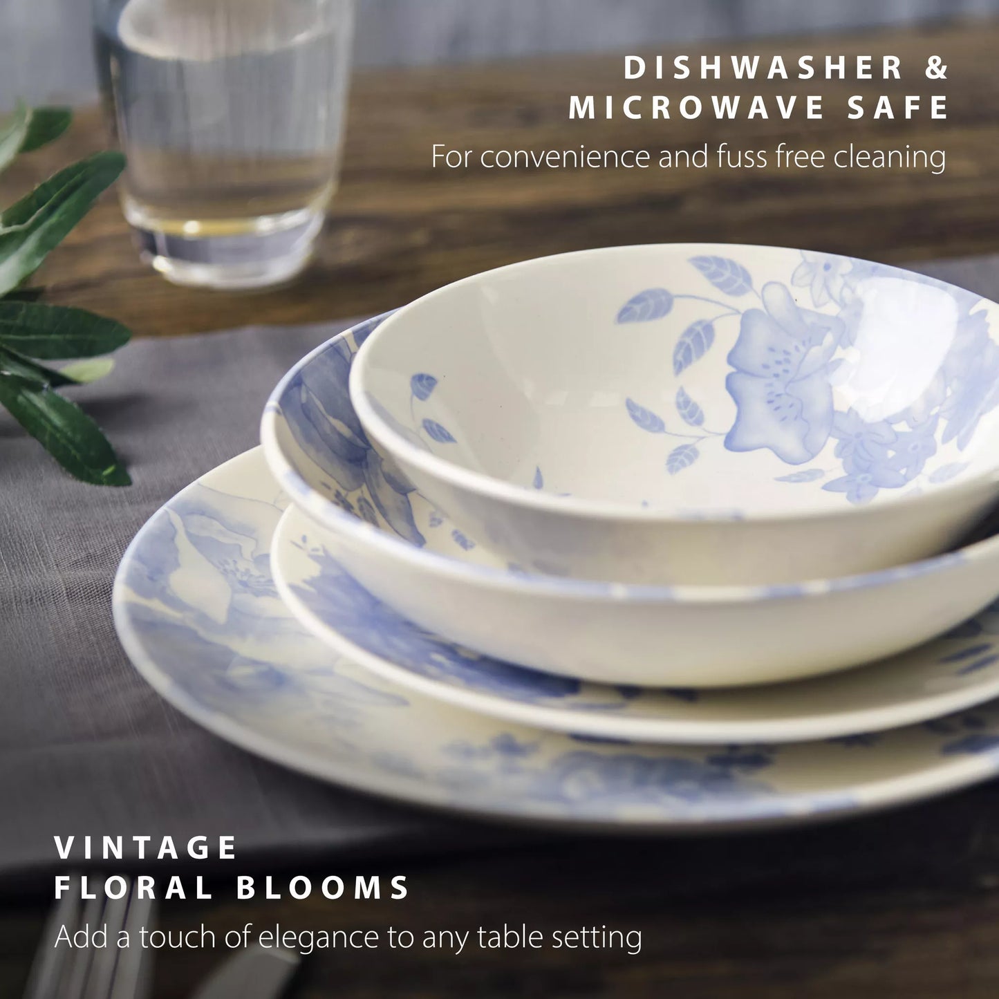 Blue Floral Pasta/Serving Dish