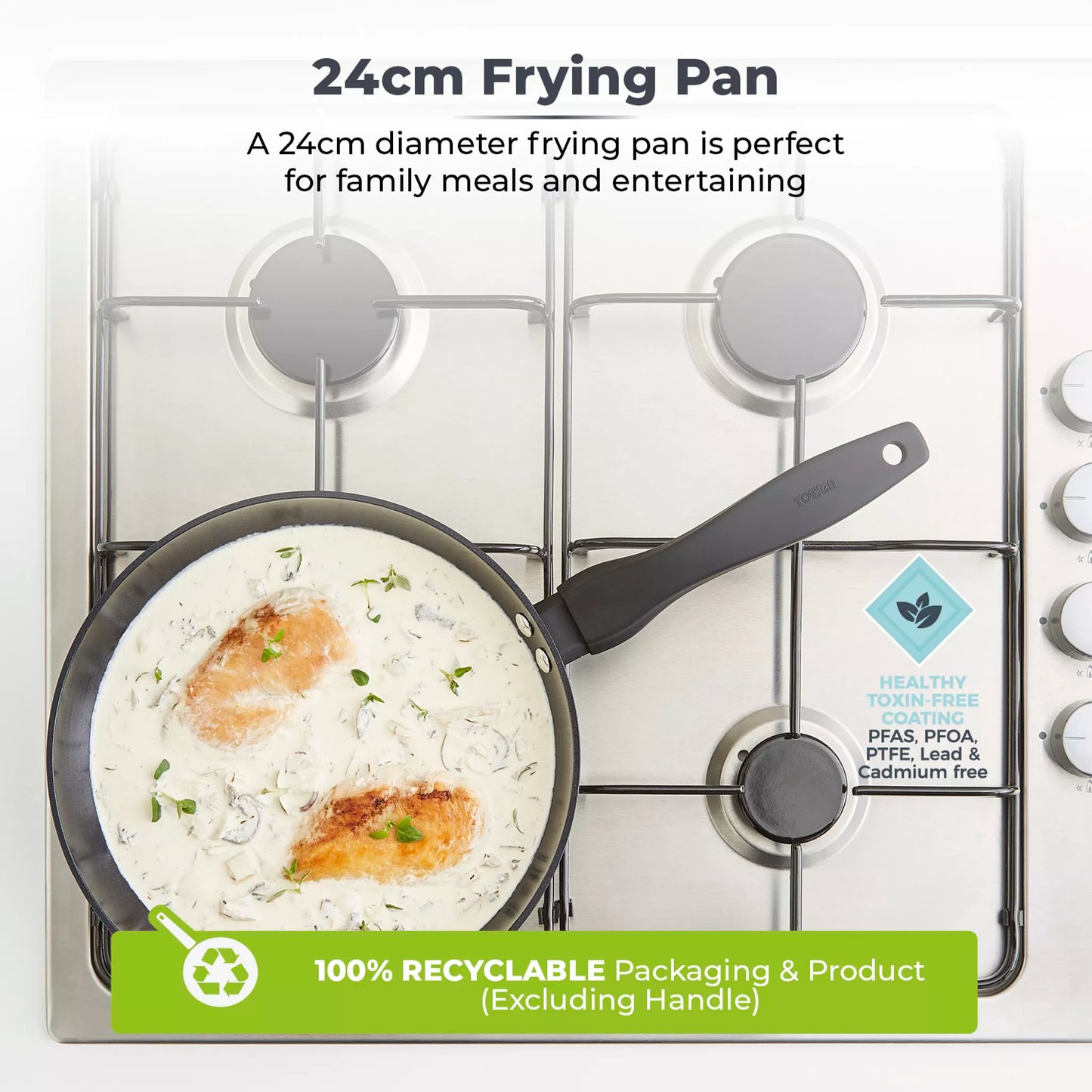Diamo 24cm Frying Pan with Black Diamond Coating