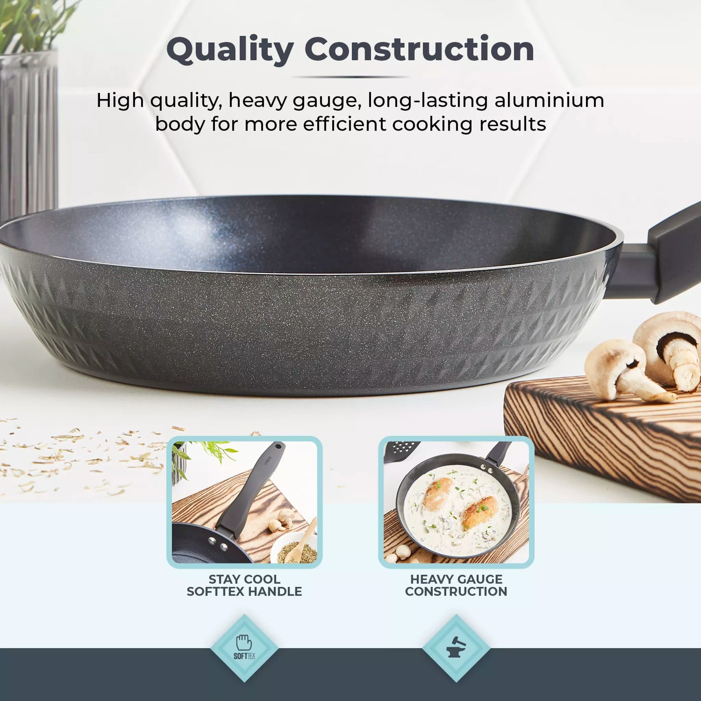 Diamo 24cm Frying Pan with Black Diamond Coating