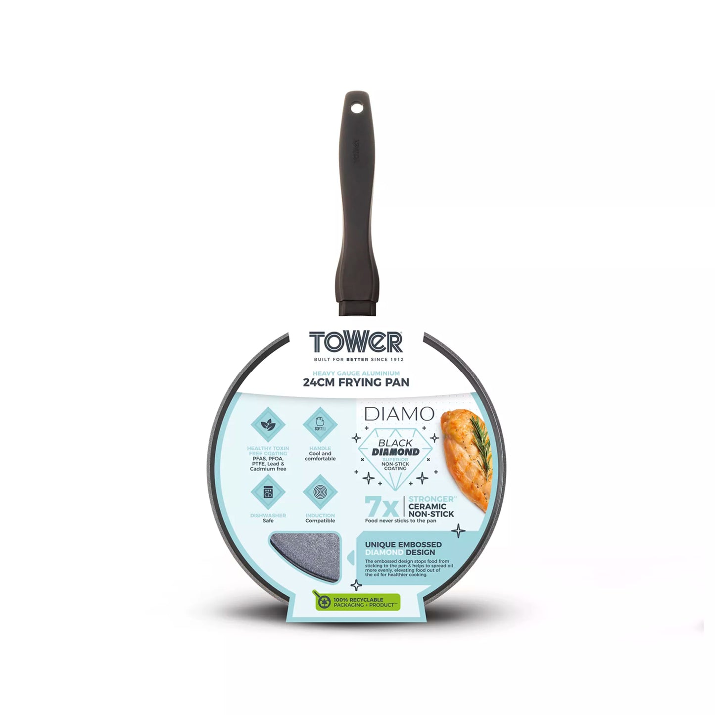 Diamo 24cm Frying Pan with Black Diamond Coating