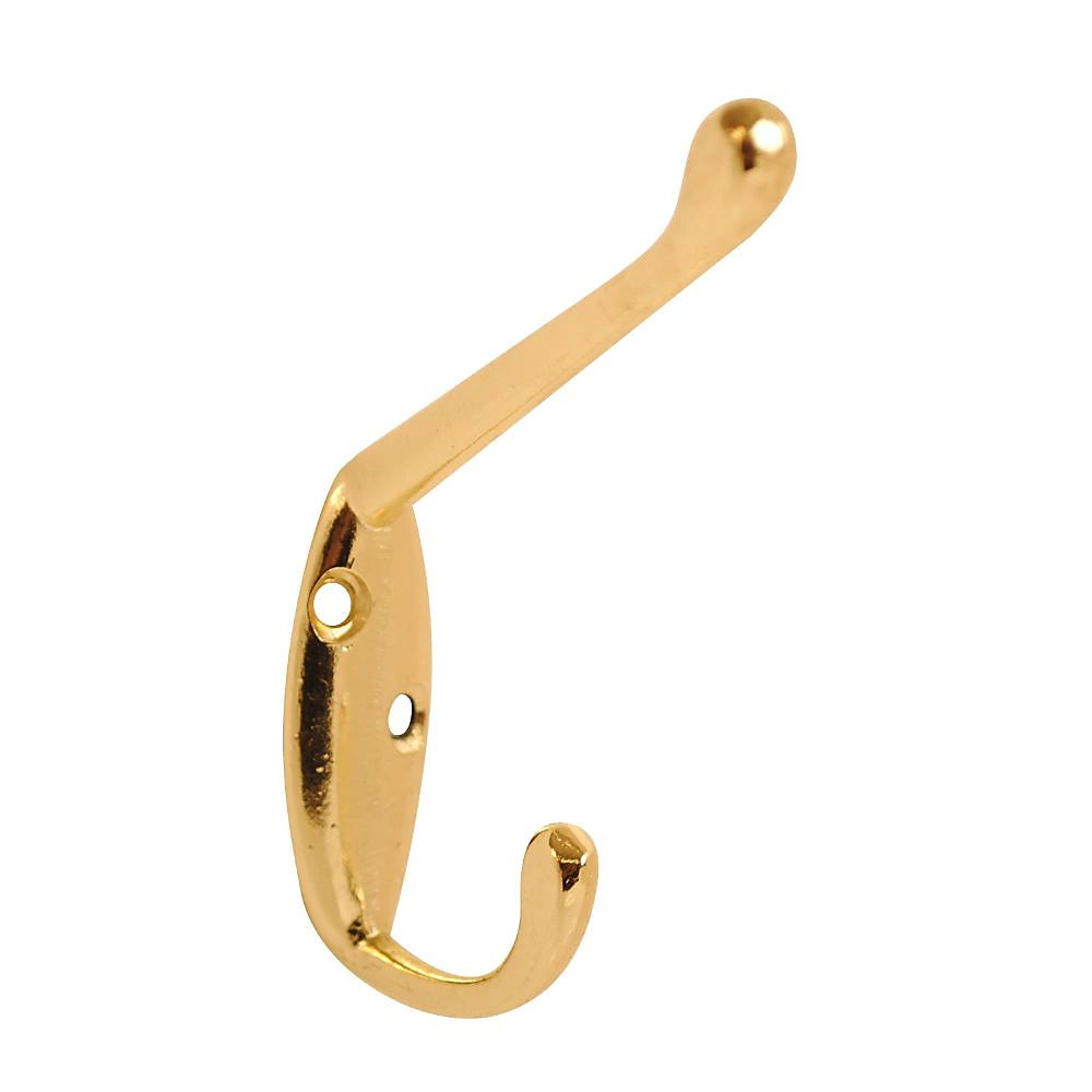 Standard Coat & Hat Hook Brass Pk2