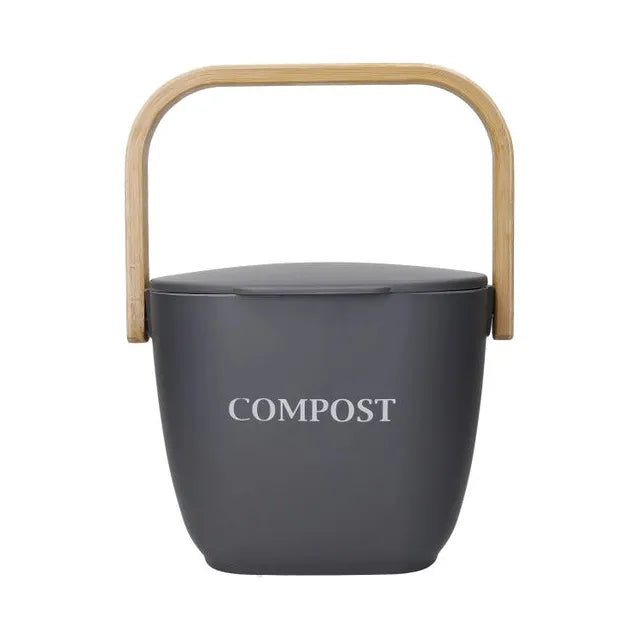 Natural Elements Bamboo Kitchen Compost Bin, Grey
