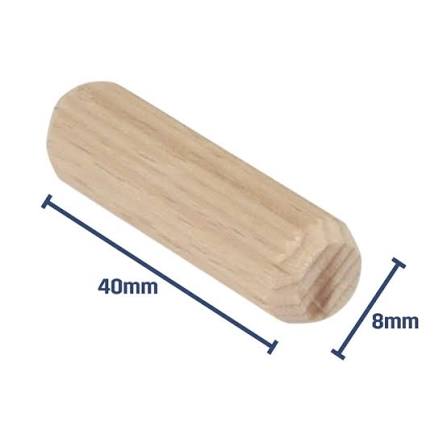 Wooden Dowels M8 x 40mm PK6