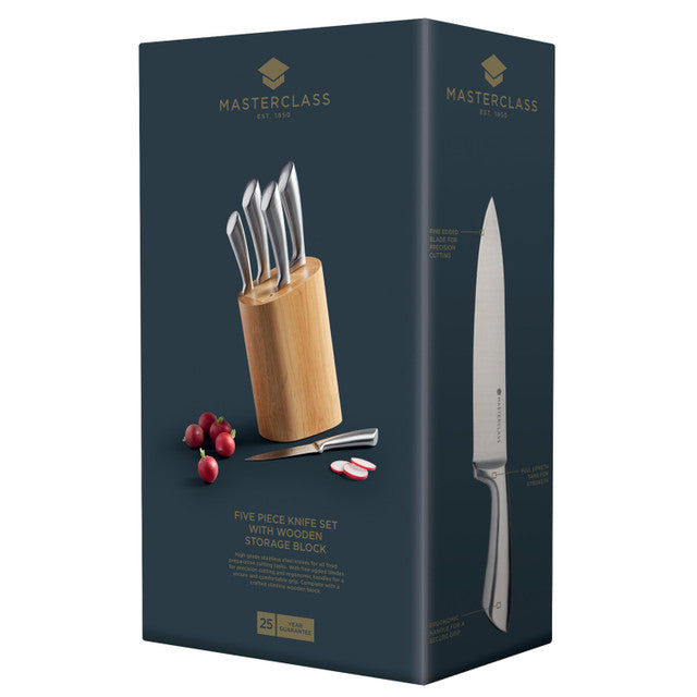 MasterClass Sabre 5 Piece Knife Set with Wooden Block