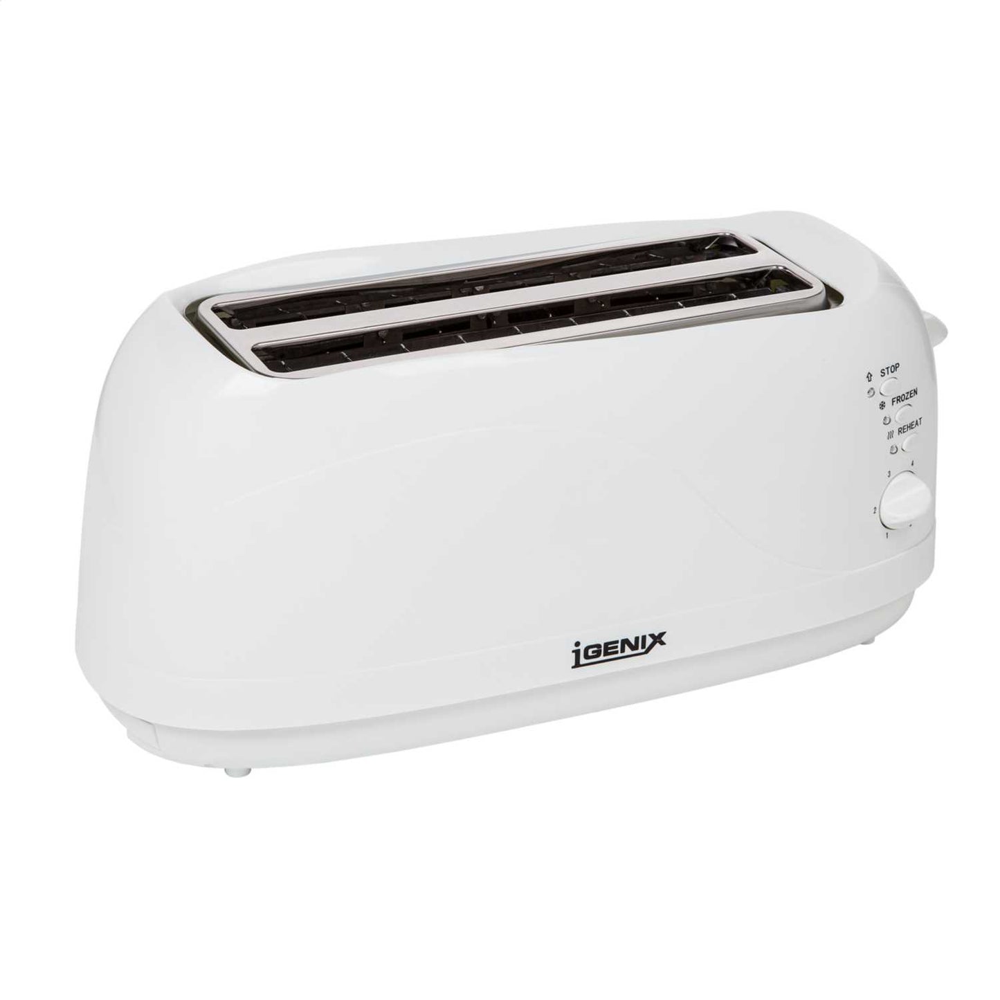 White Plastic Long Slot 4 Slice Toaster
