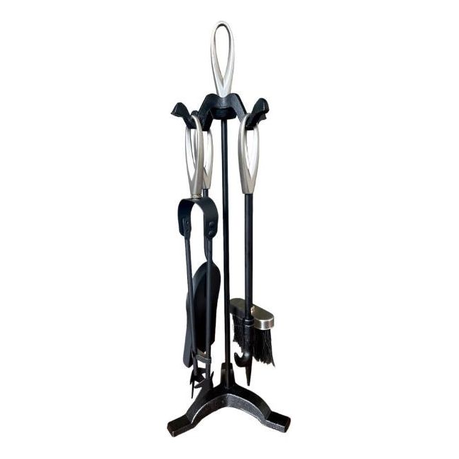 Fire Companion Set (5 Piece) " Loop Tops" - Black & Brush Steel