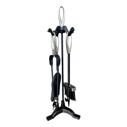 Fire Companion Set (5 Piece) " Loop Tops" - Black & Brush Steel