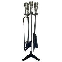 Fire Set Large "Twirl Tops" Black + Brushed Steel
