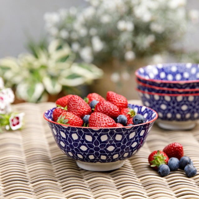 KitchenCraft Blue Floral Ceramic Bowl, 16cm