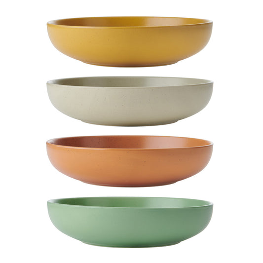 KitchenCraft Idilica Stoneware Pasta Bowls, Set of 4, 21cm