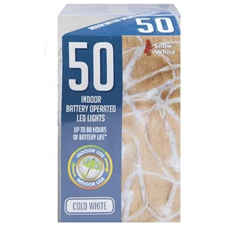 50 LED String Lights Battery Operated Warm White
