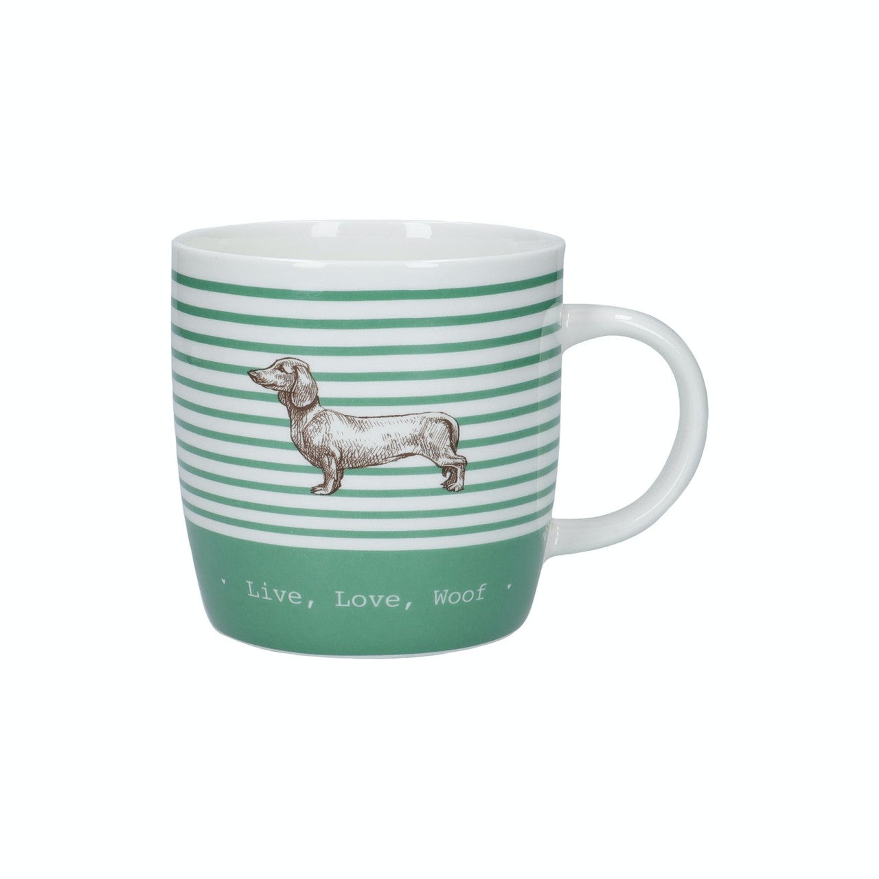 KitchenCraft China 425ml Stripe Dog Barrel Shaped Mug