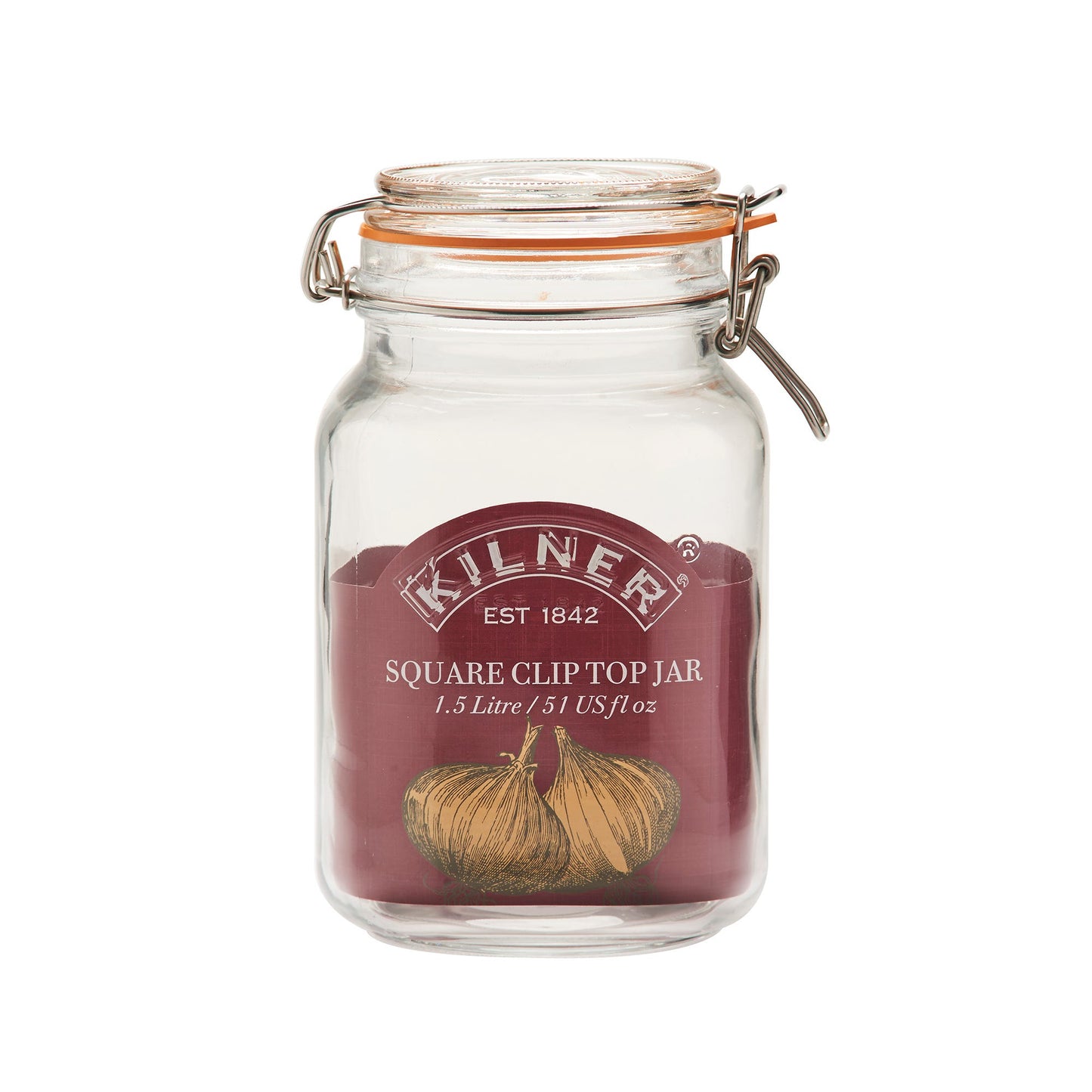 Clip Top Square Jar 1.5 Litre