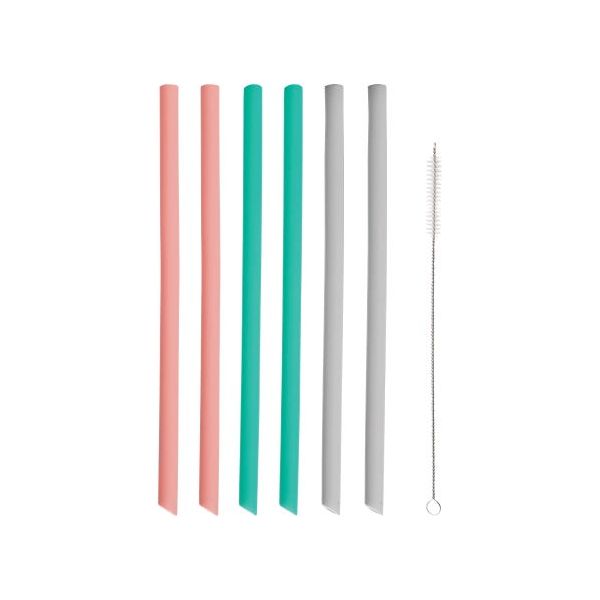 Silicone Straws with Cleaning Brush