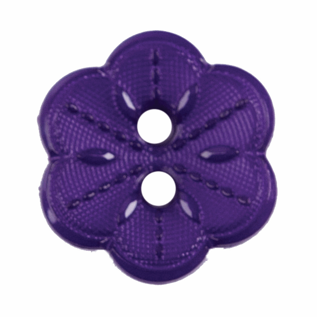 Deep Purple Flower Button 15mm