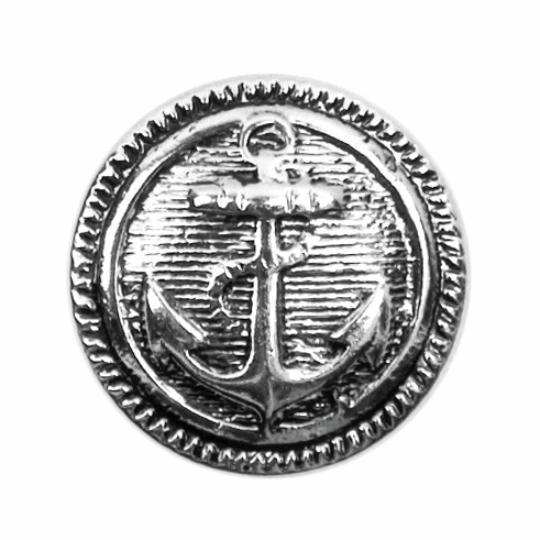 Anchor Silver Button 15mm