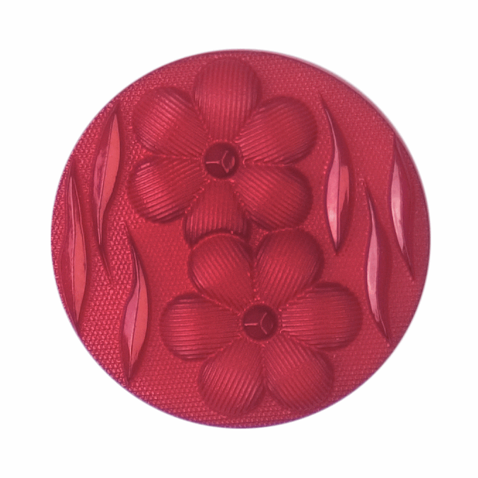 Red Embossed Flower Button 20mm