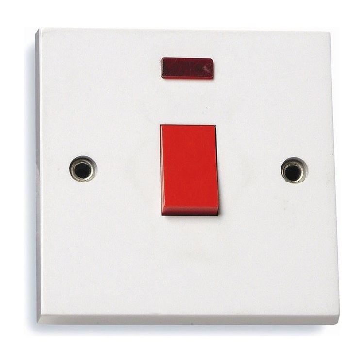 REDGREY 45 Amp DP Cooker Switch Neon 1g Plate (B08)
