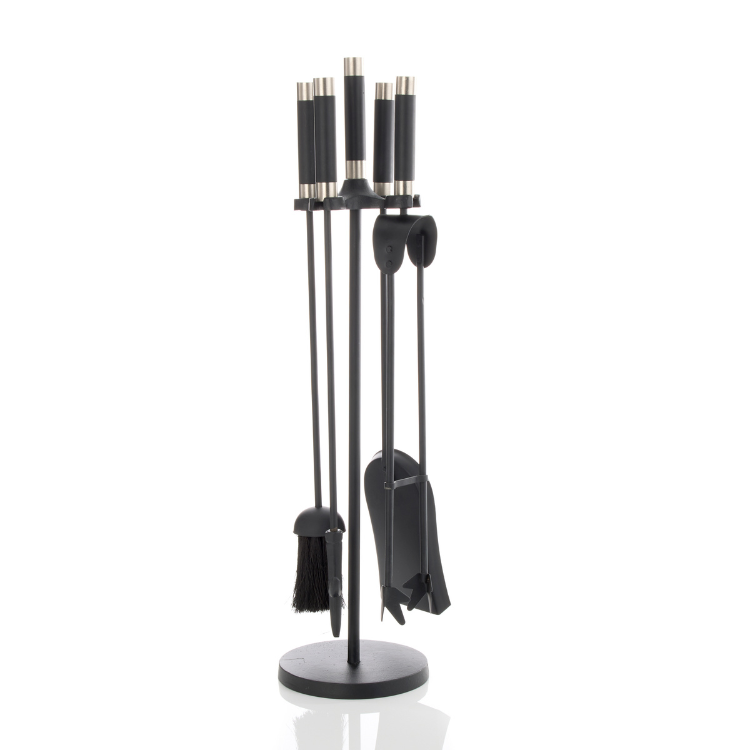 Leecroft Black/Pewter Contemporary Companion Set 25"