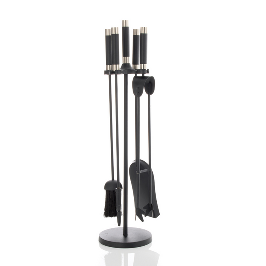 Leecroft Black/Pewter Contemporary Companion Set 25"