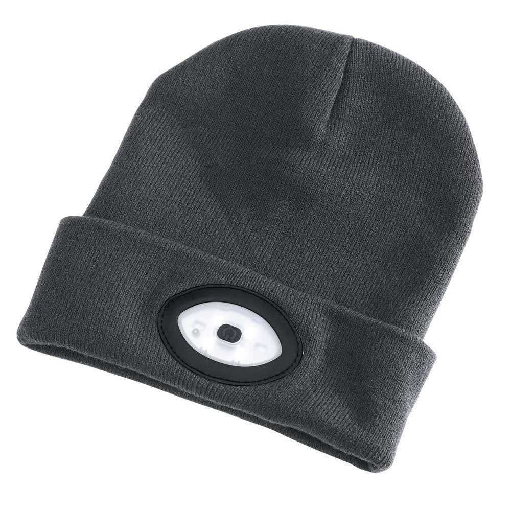 Beanie Hat With Rechargeable Torch, One Size, 1W, 100 Lumens, Grey