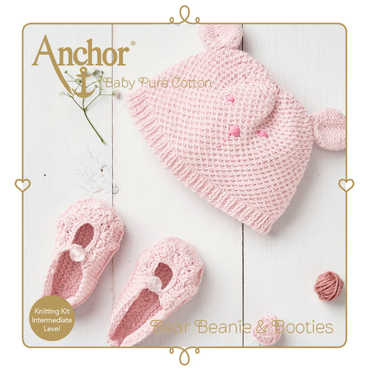 Knitting Kit: Baby Pure Cotton: Amigurumi Hat & Shoes: Pink