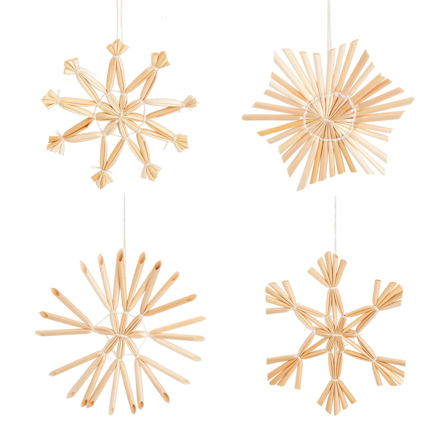 Small Straw Snowflake Decorations - Set Of 8