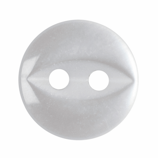 Polyester Fish Eye Button: Bulk: 10mm: Pearl White