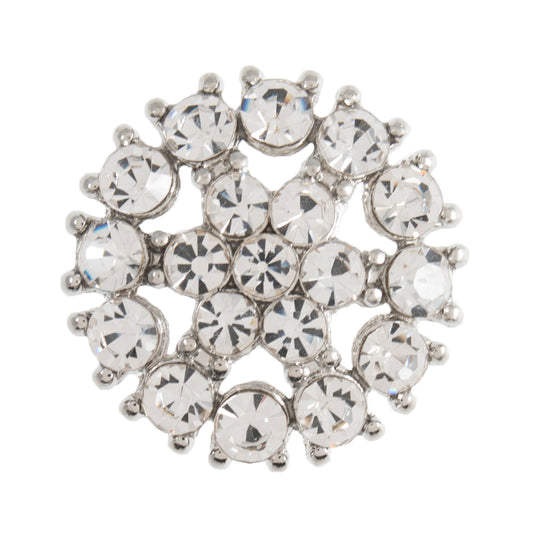 Buttons: Diamante Flower In Circle Shank: 21mm: Silver