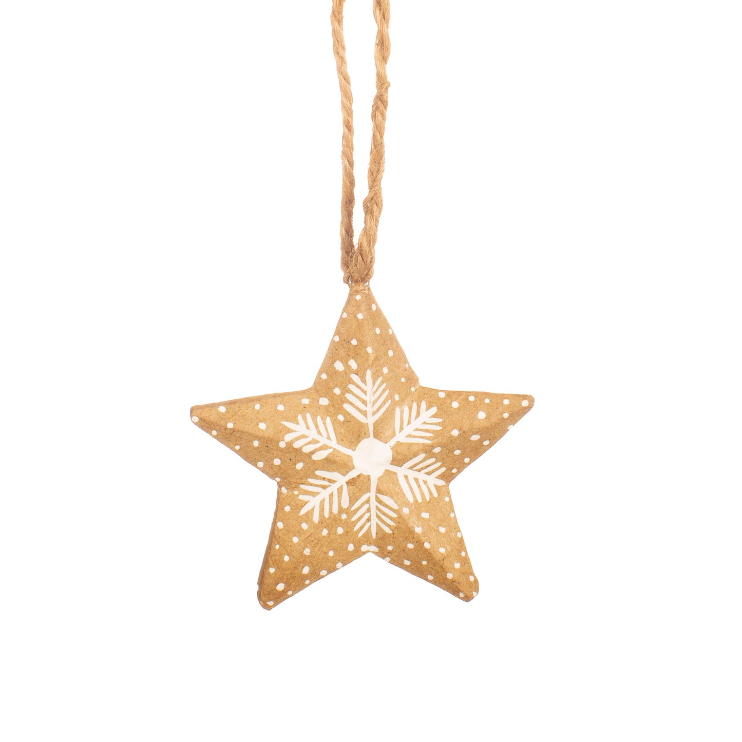 Kraft Paper Star Snowflake Paper Mache Bauble