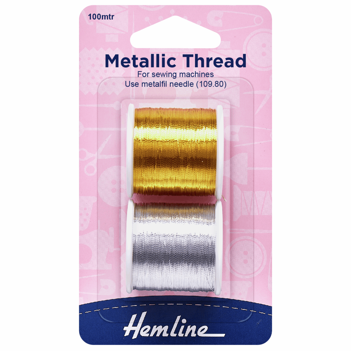 Metallic Thread: 100m: Gold/Silver: 2 Pieces