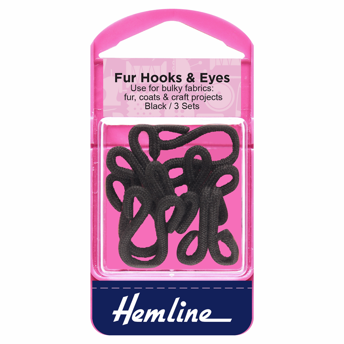 Fur Hooks and Eyes: Black: Size 3