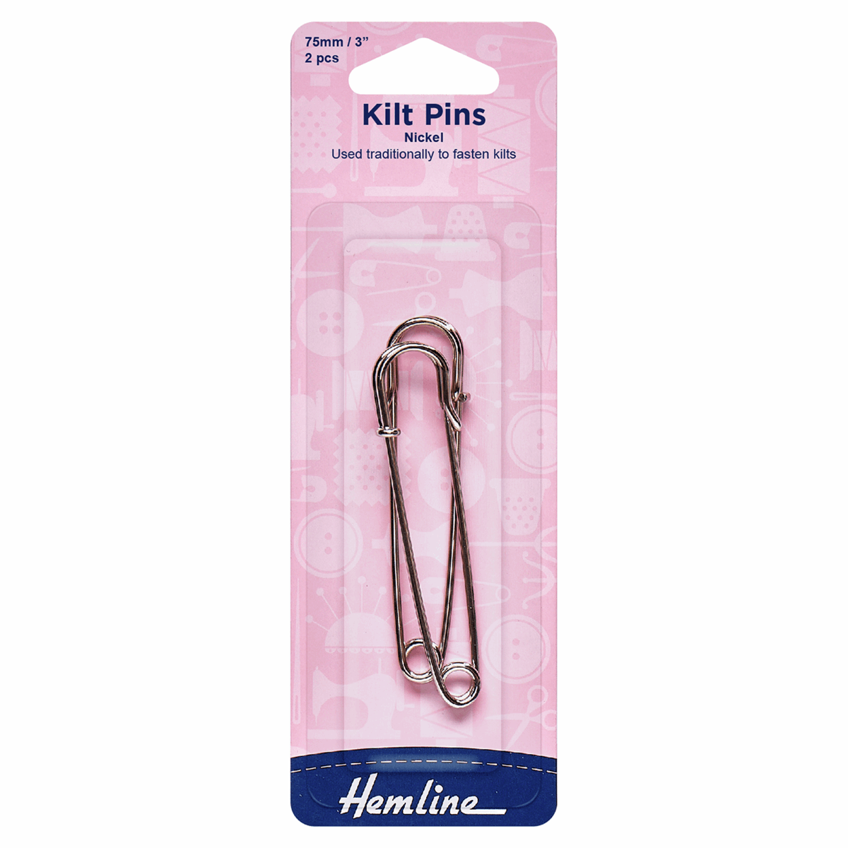 Kilt Pins: 75mm: Nickel: 2 Pieces