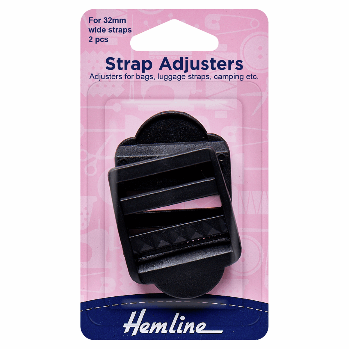 Strap Adjustable Buckle: 32mm: Black: 2 Pieces