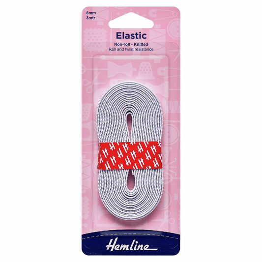 Non-Roll Knitted Elastic: 3m x 6mm: White