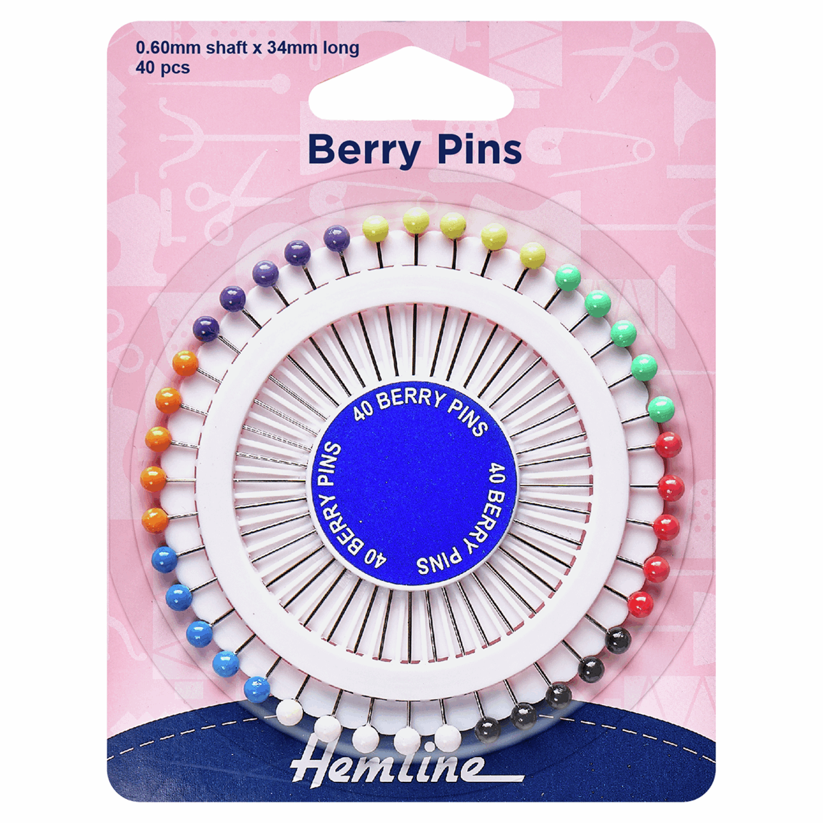 Pins: Berry: 34mm: Nickel: 40 Pieces