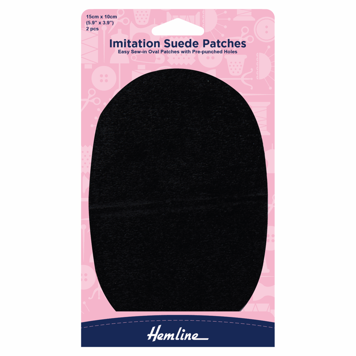 Sew-in Imitation Suede Patches: Black - 10 x 15cm