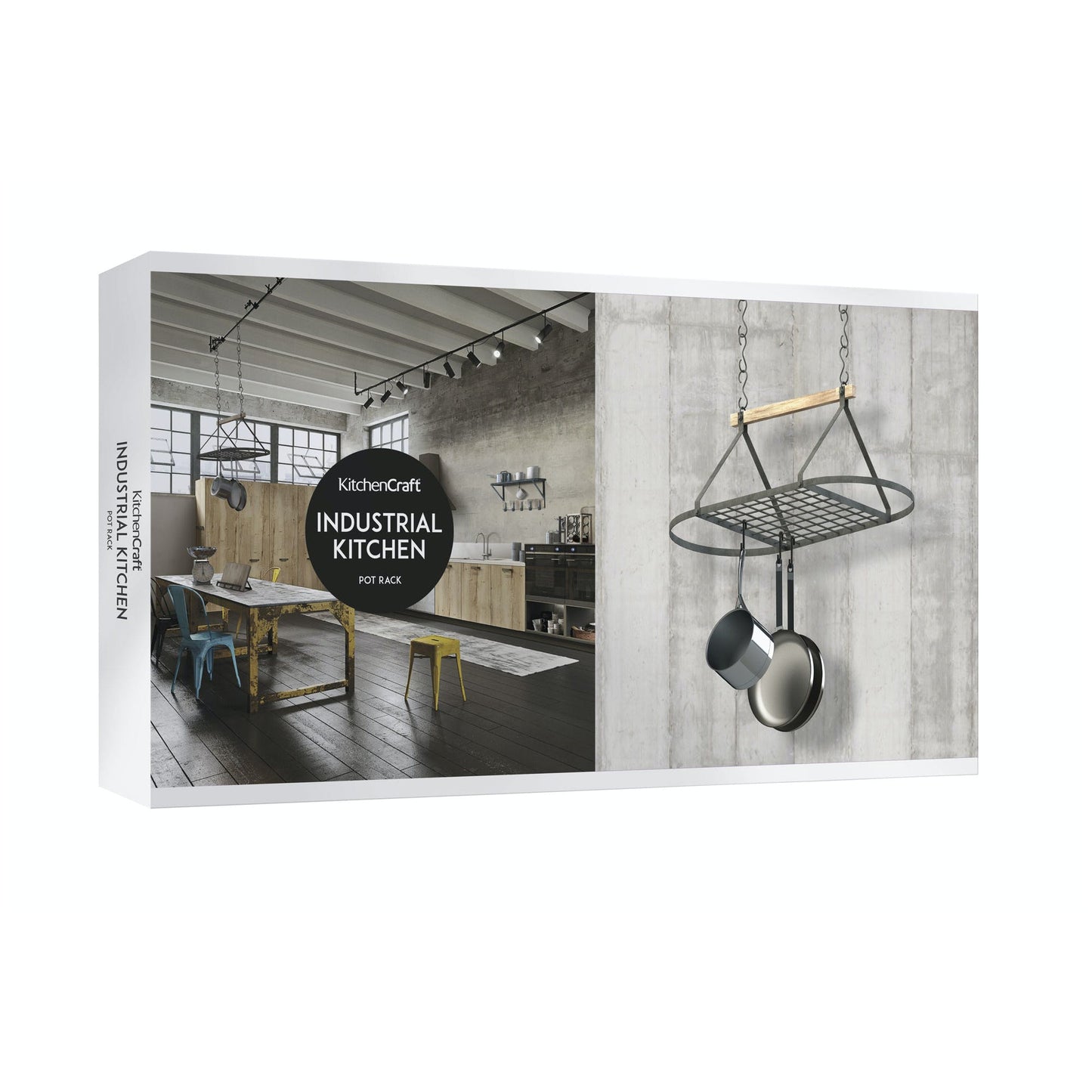 Industrial Kitchen Vintage Style Ceiling Hanging Pot & Pan Rack