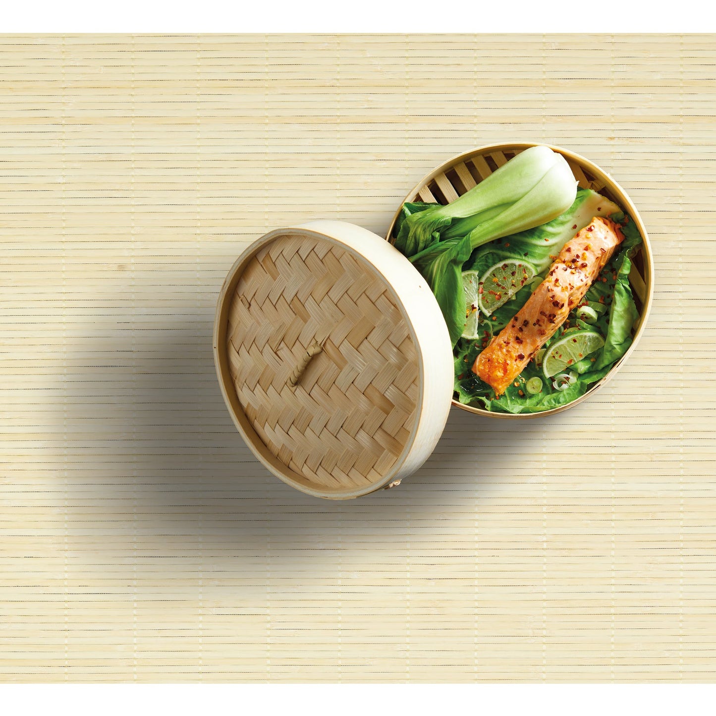 Oriental Two Tier Bamboo Steamer and Lid