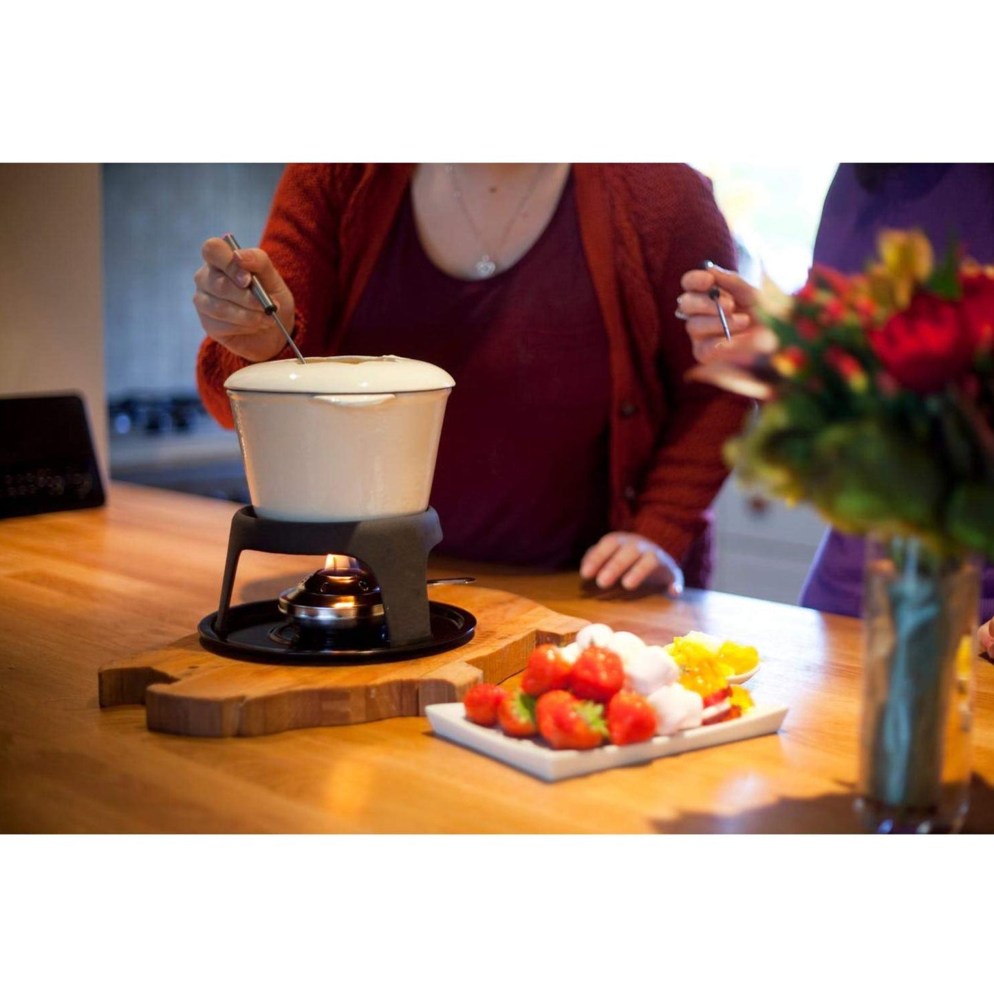 Cast Iron Enamelled Fondue Set