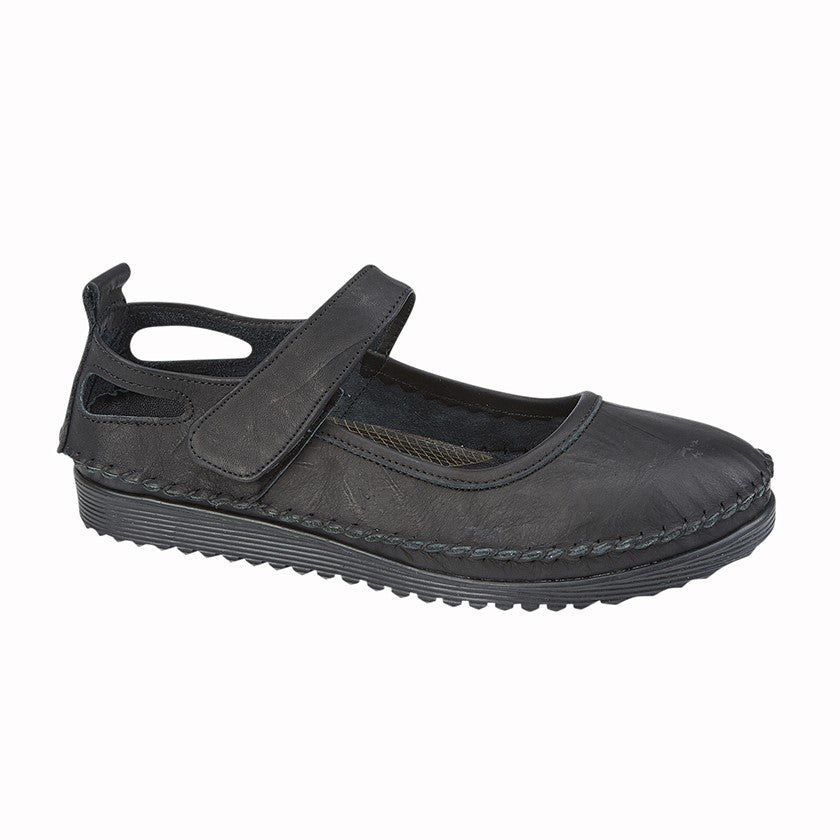 Black Softie Leather Pump Shoe With Strap