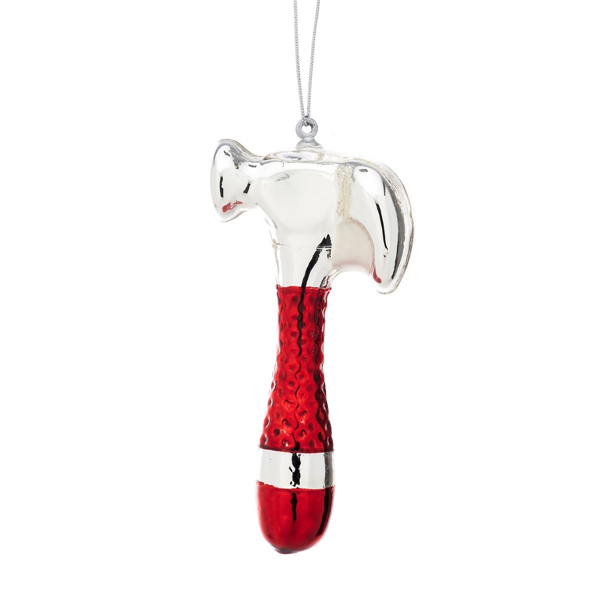 Red And Silver Hammer Shaped Bauble