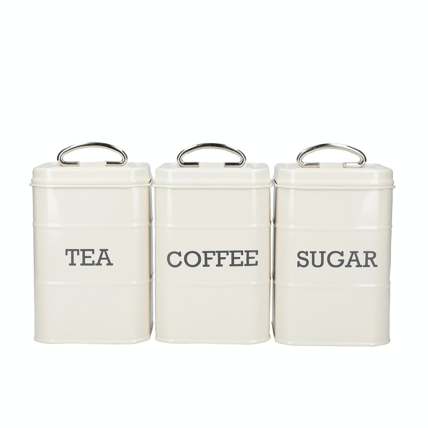 KitchenCraft Living Nostalgia Tea/Coffee/Sugar Canisters in Gift Box, Steel,