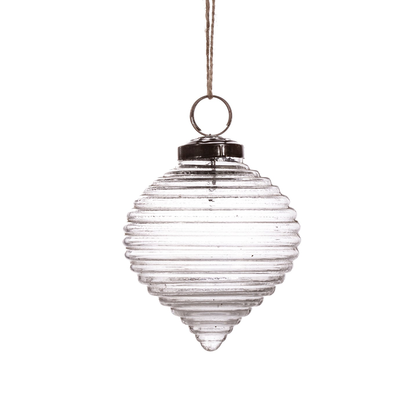Clear Recycled Glass Rippled Bauble Clear