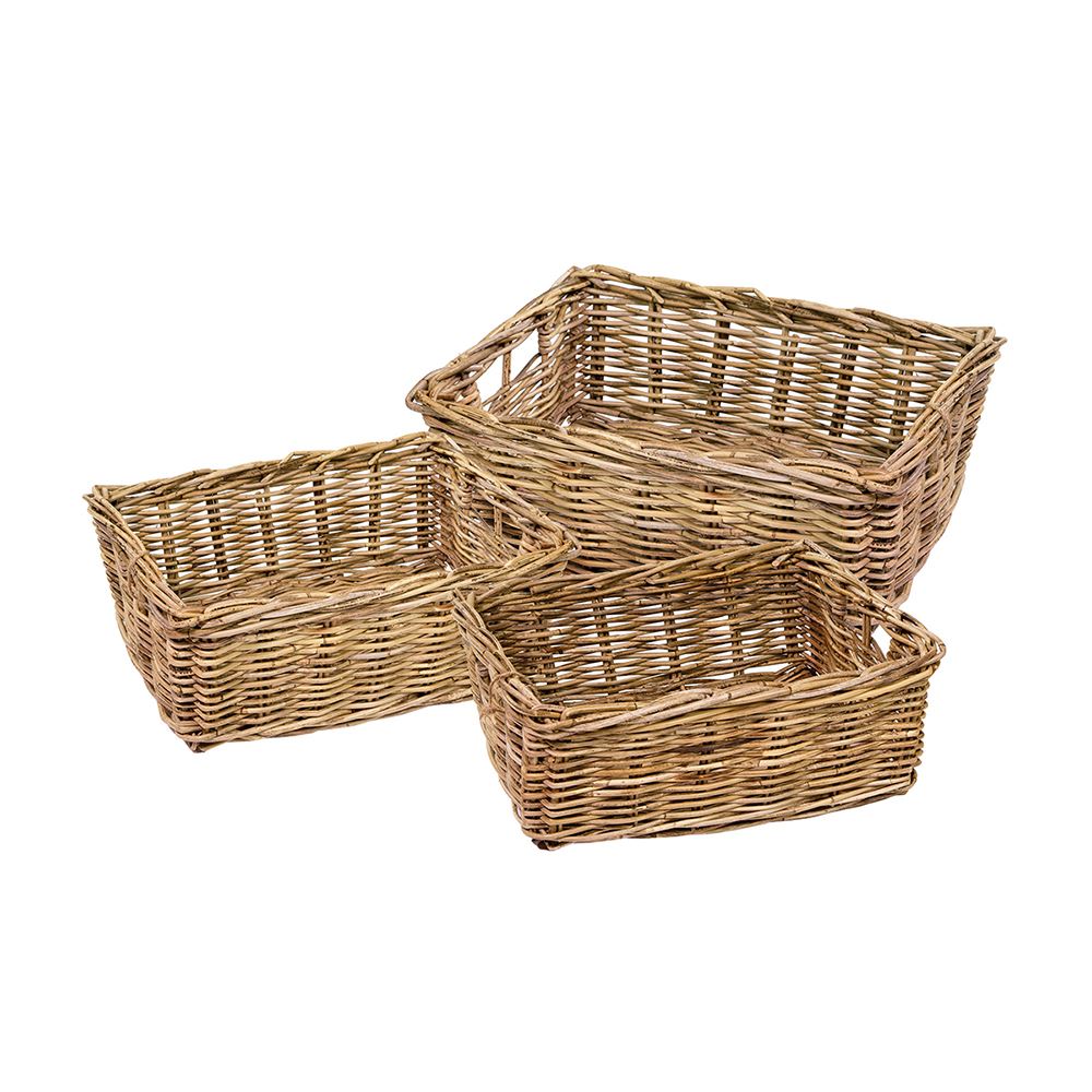 Rectangular Grey Kubu Rattan Storage Baskets